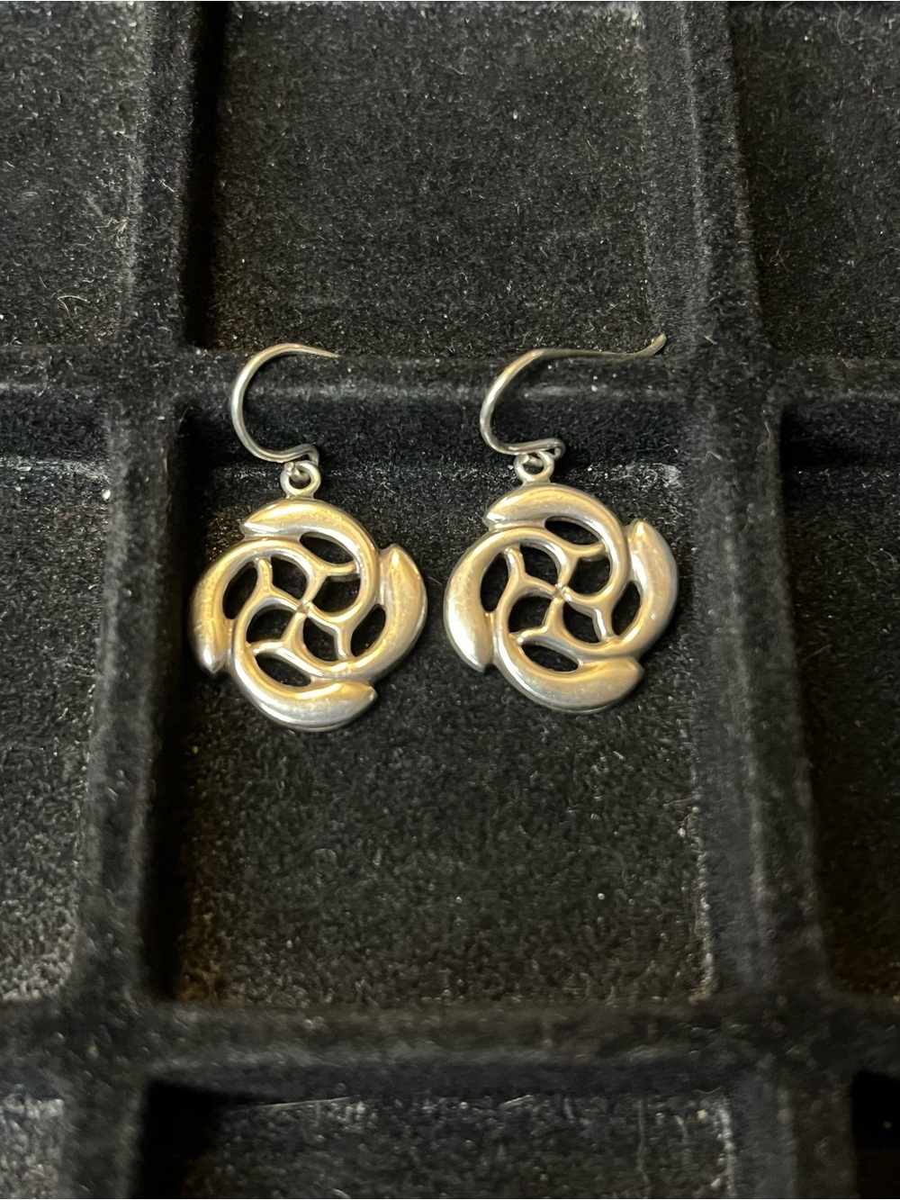 #22 Vintage artisan sterling dangle earrings dolphins St Brendan Cross Lovell